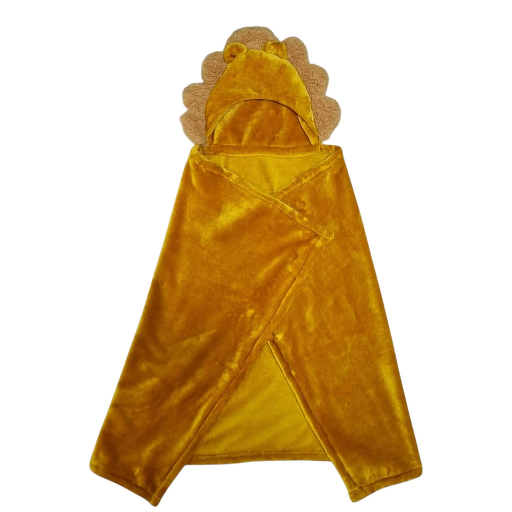 Cobija con Gorro Cary León 80x100 cm, Tela polar Amarillo