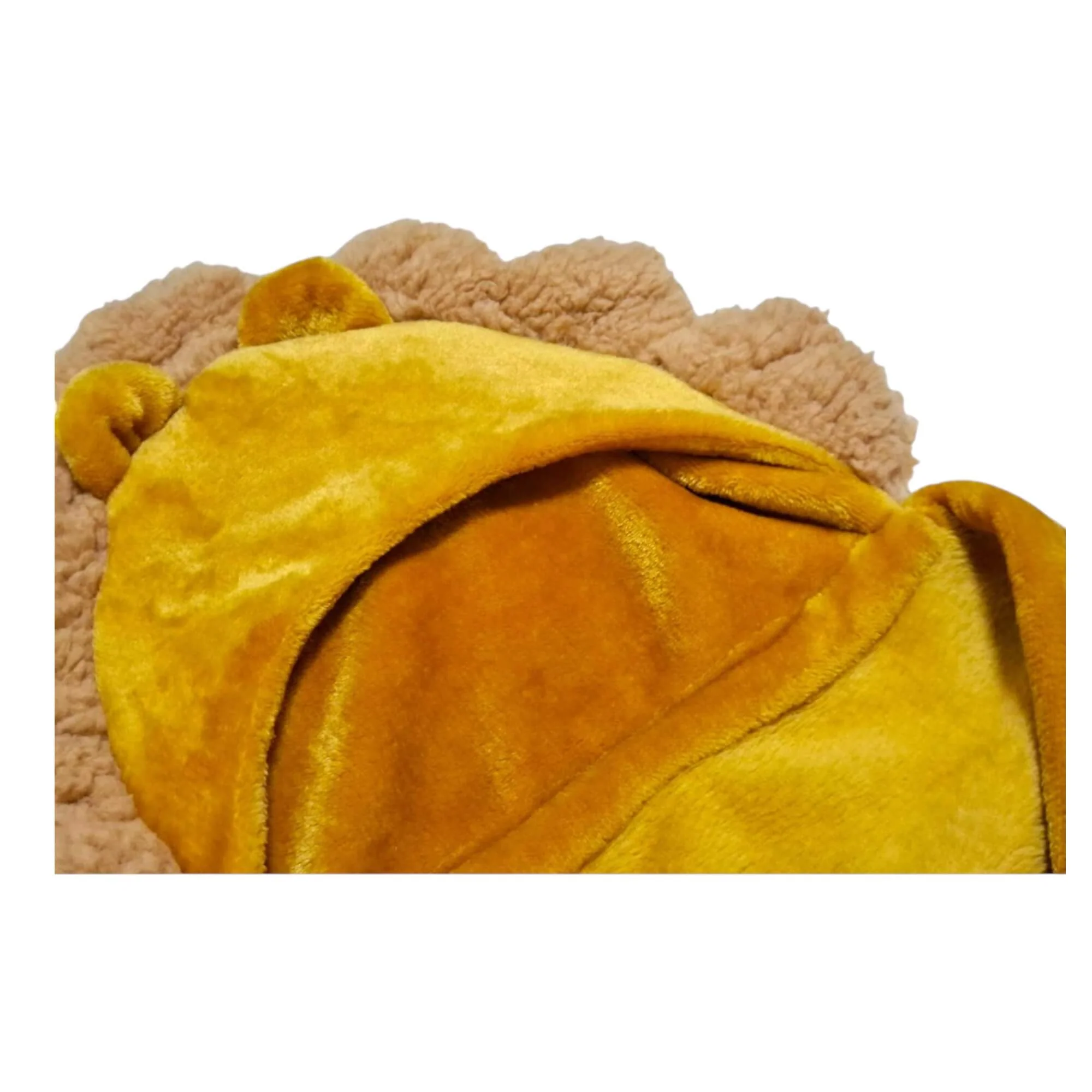 Cobija con Gorro Cary León 80x100 cm, Tela polar Amarillo - Imagen 5