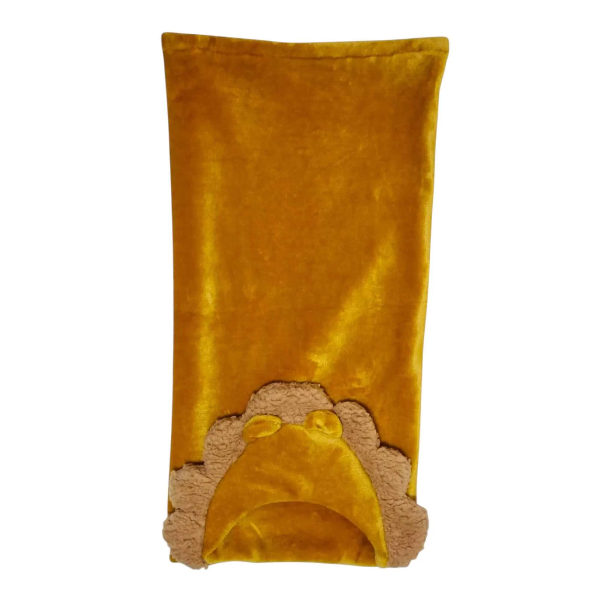 Cobija con Gorro Cary León 80x100 cm, Tela polar Amarillo - Imagen 4