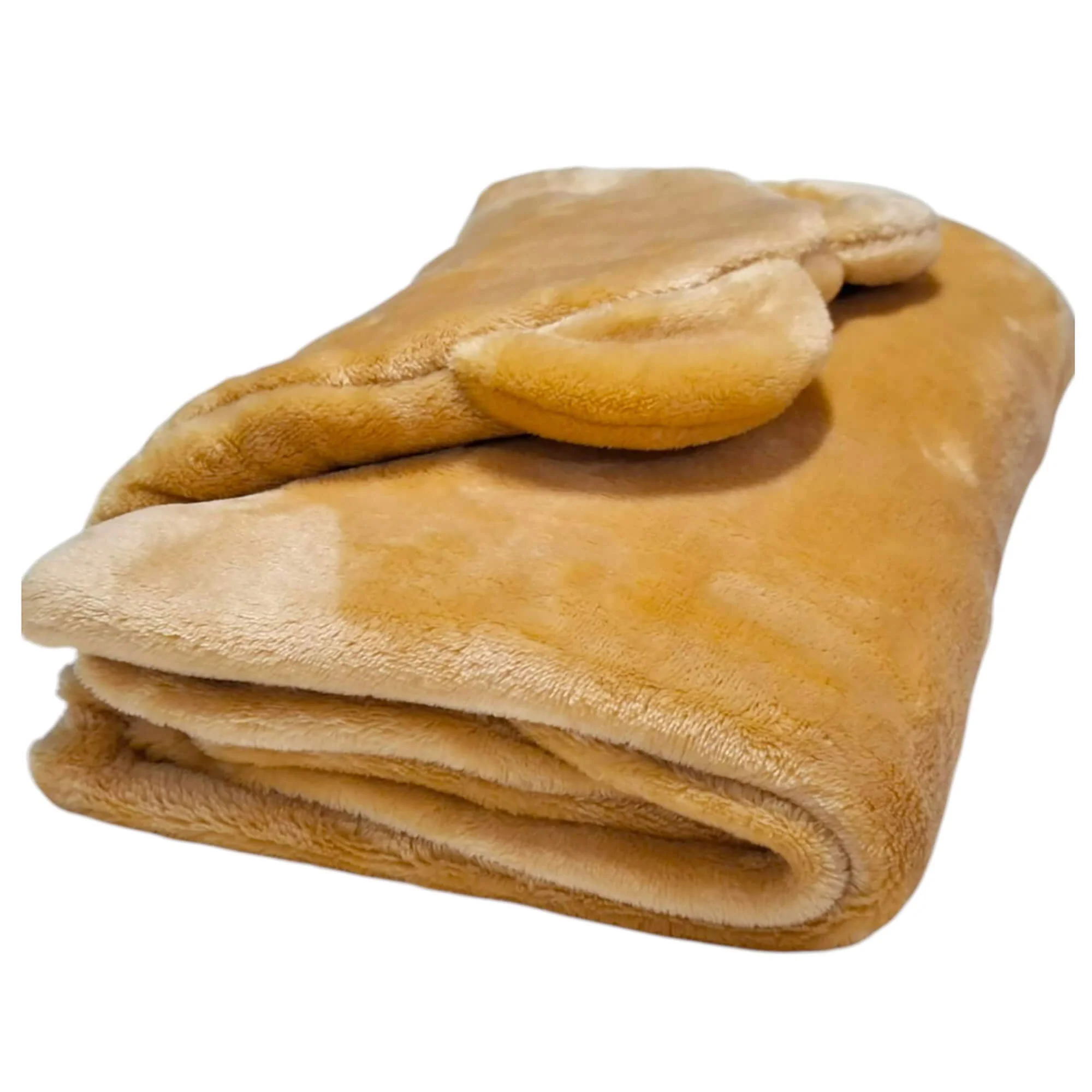 Cobija con Gorro Cary Oso Claro 80x100 cm, Tela polar Café claro - Imagen 8