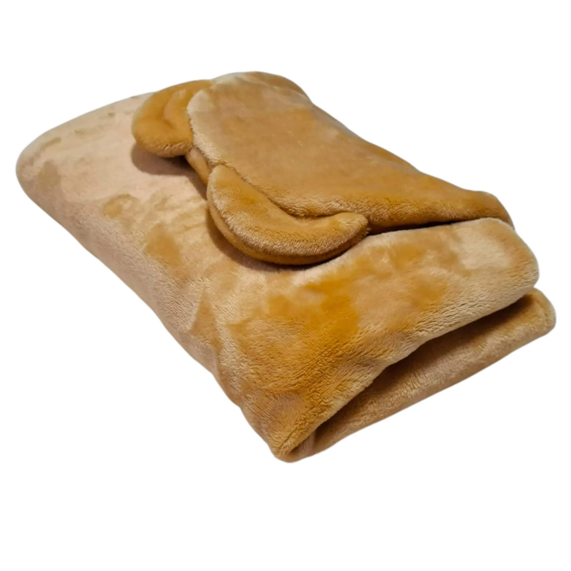 Cobija con Gorro Cary Oso Claro 80x100 cm, Tela polar Café claro - Imagen 5