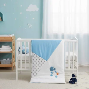 Edredon para Cuna Cary bebé Astronauta Azul plumbago/Gris 4 Piezas